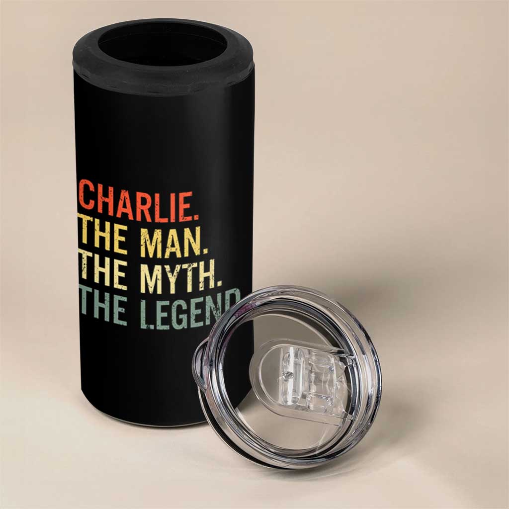 Retro Charlie The Man The Myth The Legend 4 in 1 Can Cooler Tumbler - Wonder Print Shop