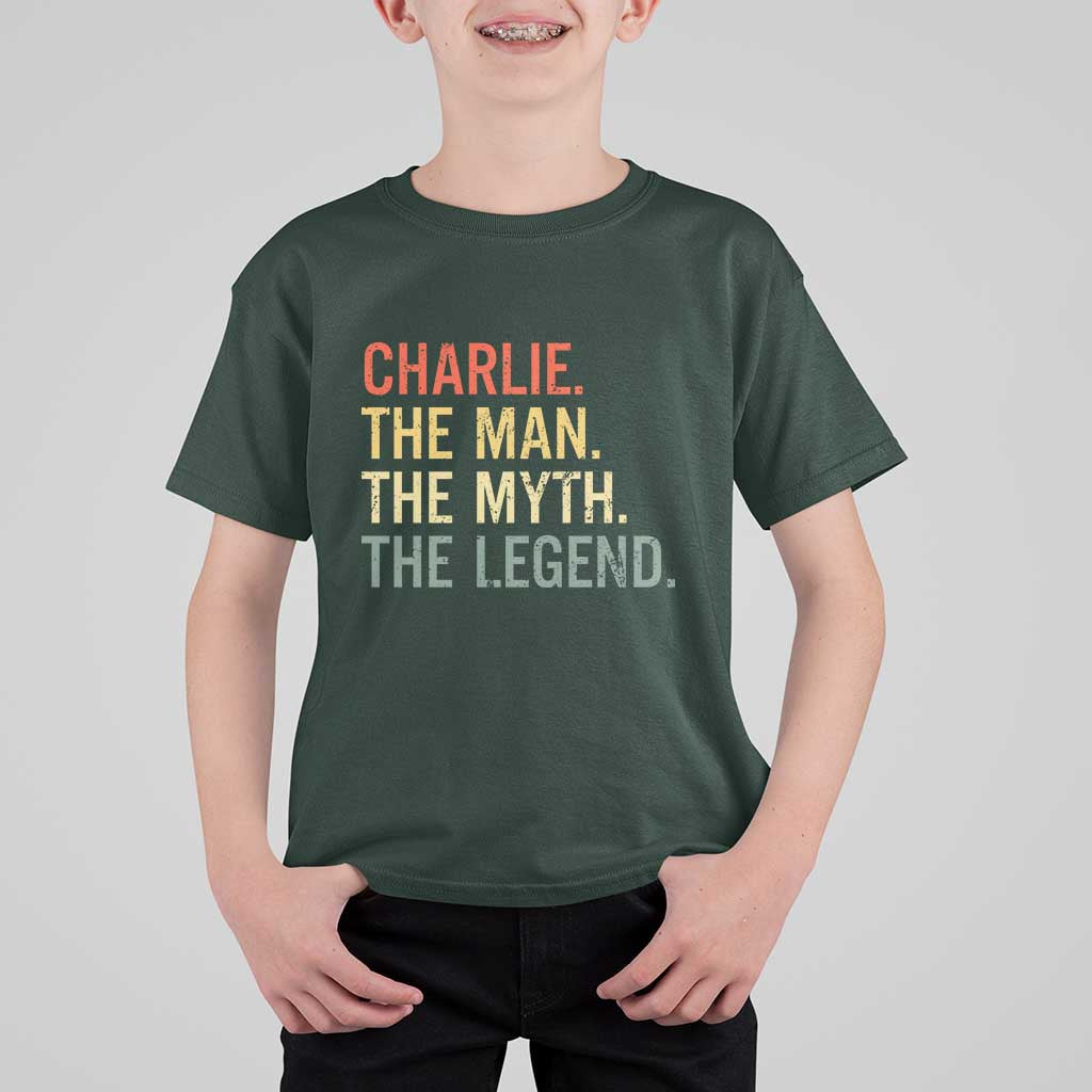Retro Charlie The Man The Myth The Legend T Shirt For Kid - Wonder Print Shop