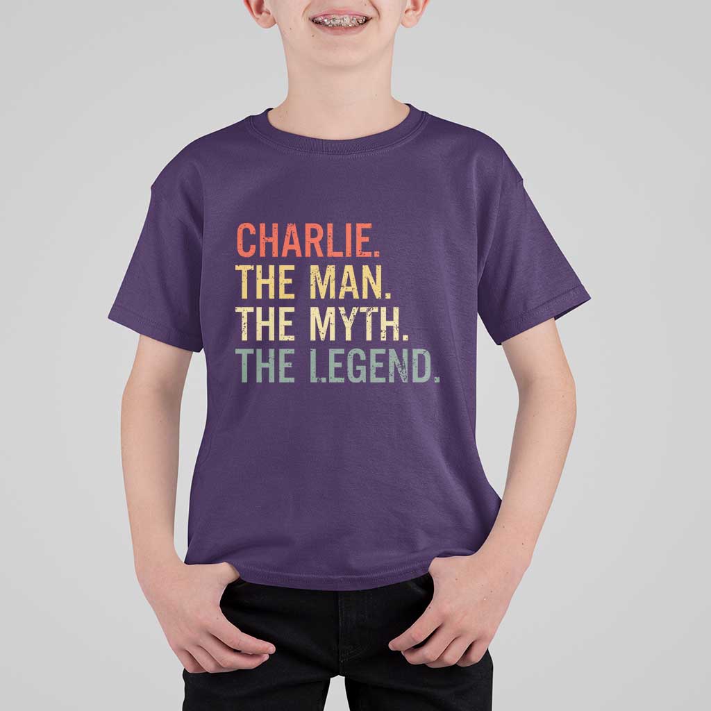 Retro Charlie The Man The Myth The Legend T Shirt For Kid - Wonder Print Shop