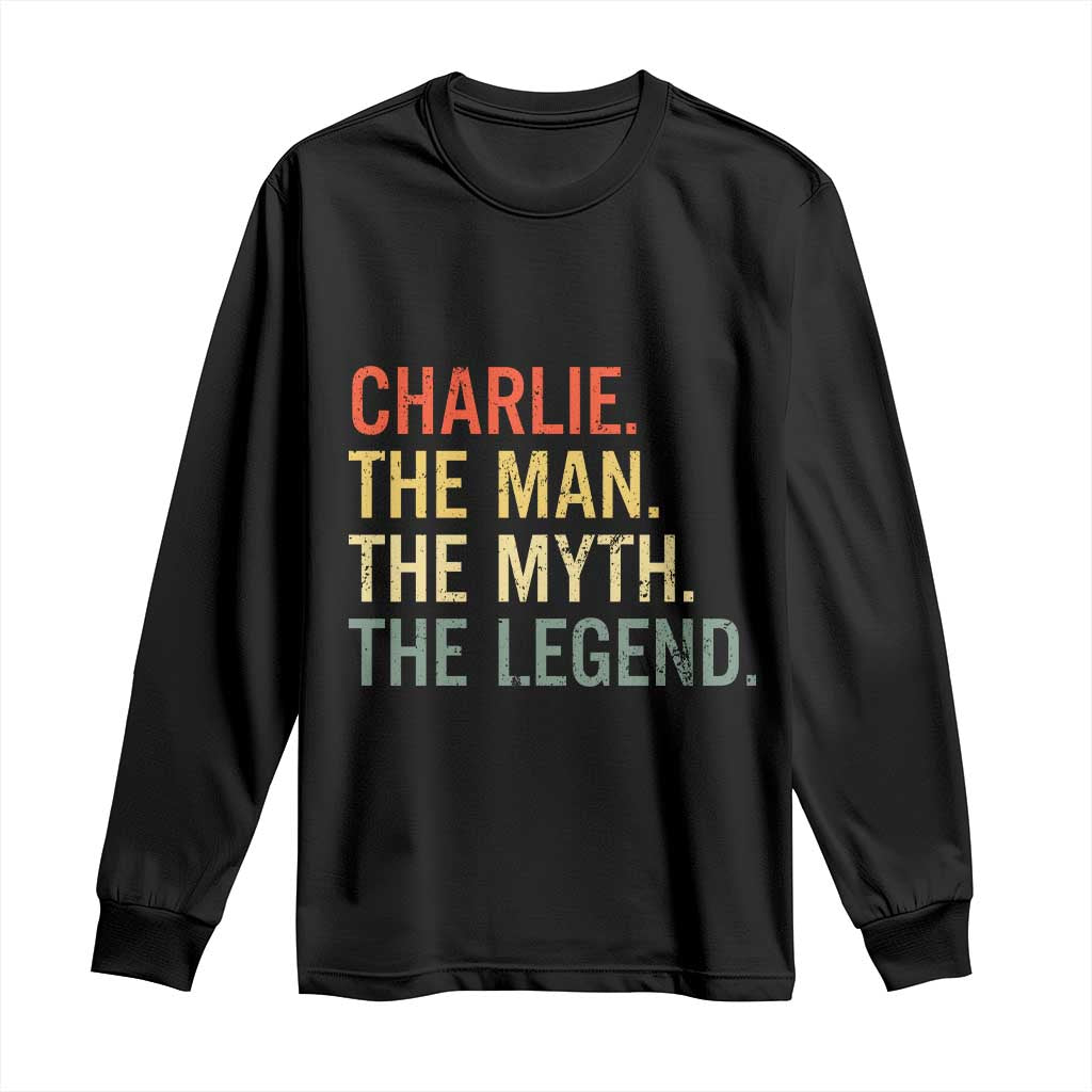 Retro Charlie The Man The Myth The Legend Long Sleeve Shirt - Wonder Print Shop