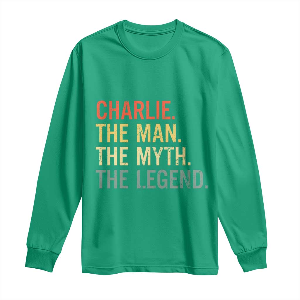 Retro Charlie The Man The Myth The Legend Long Sleeve Shirt - Wonder Print Shop
