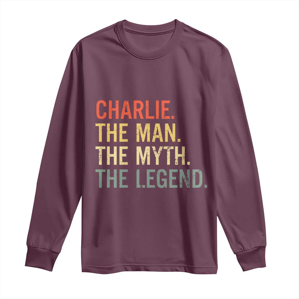 Retro Charlie The Man The Myth The Legend Long Sleeve Shirt - Wonder Print Shop