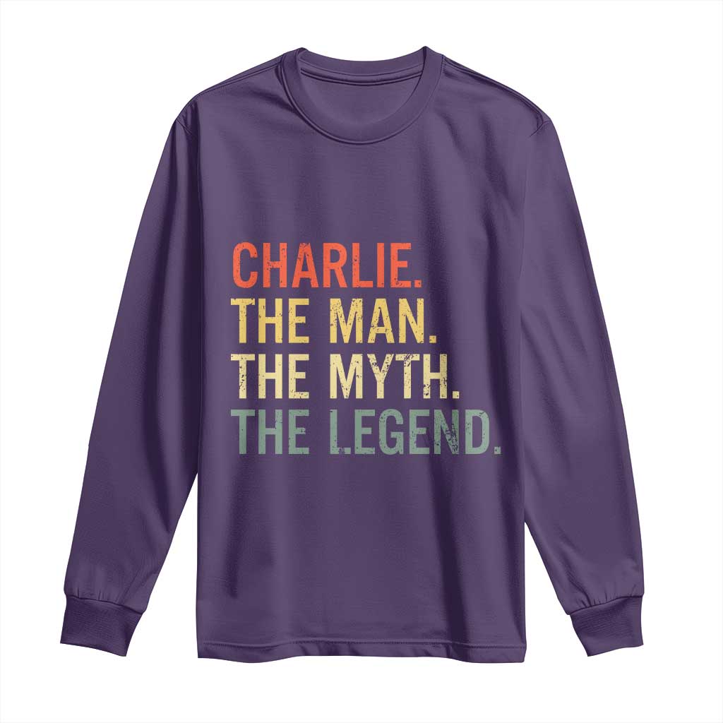 Retro Charlie The Man The Myth The Legend Long Sleeve Shirt - Wonder Print Shop