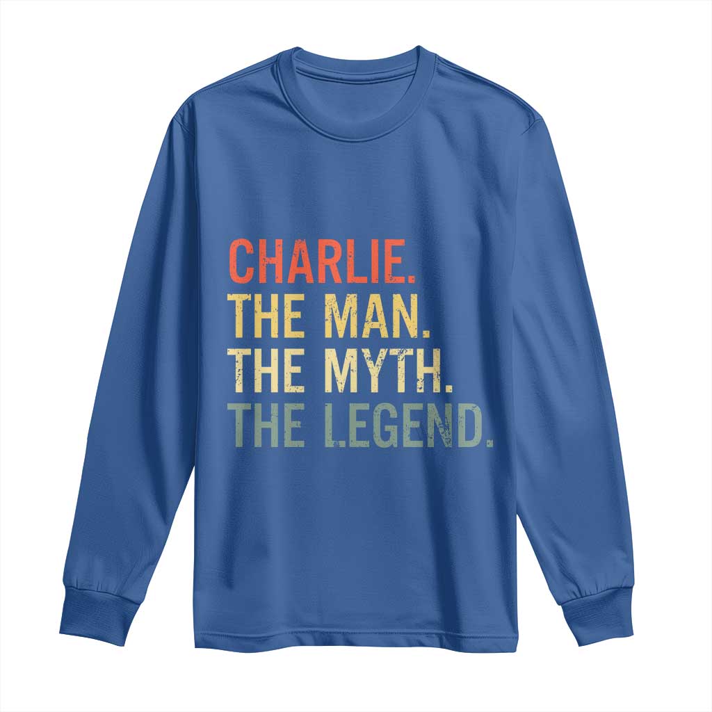 Retro Charlie The Man The Myth The Legend Long Sleeve Shirt - Wonder Print Shop