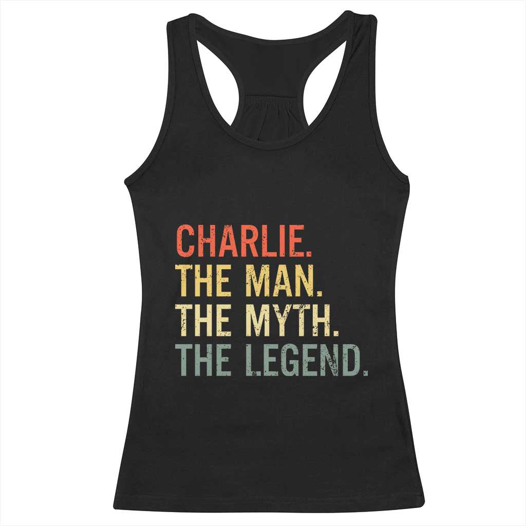 Retro Charlie The Man The Myth The Legend Racerback Tank Top - Wonder Print Shop