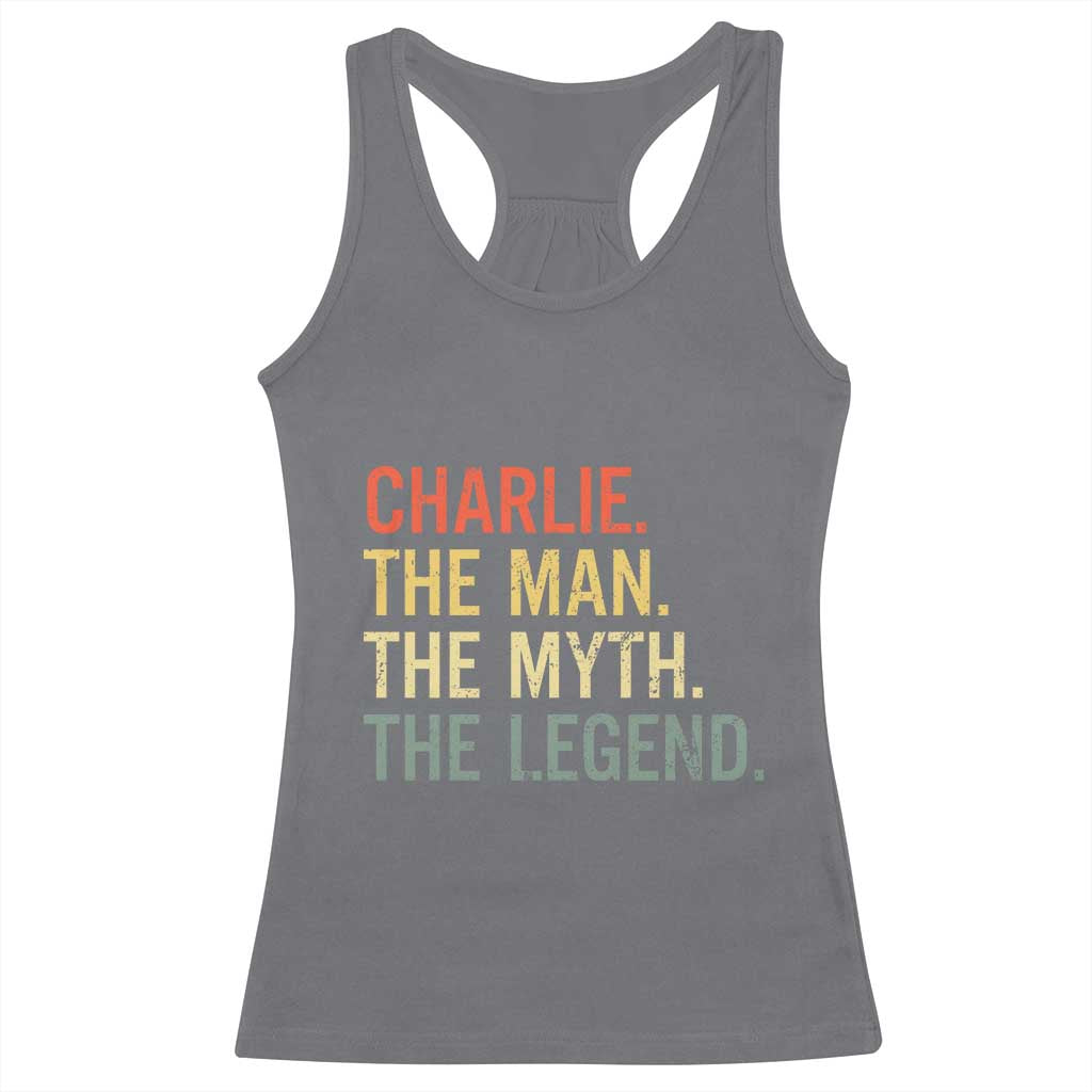 Retro Charlie The Man The Myth The Legend Racerback Tank Top - Wonder Print Shop