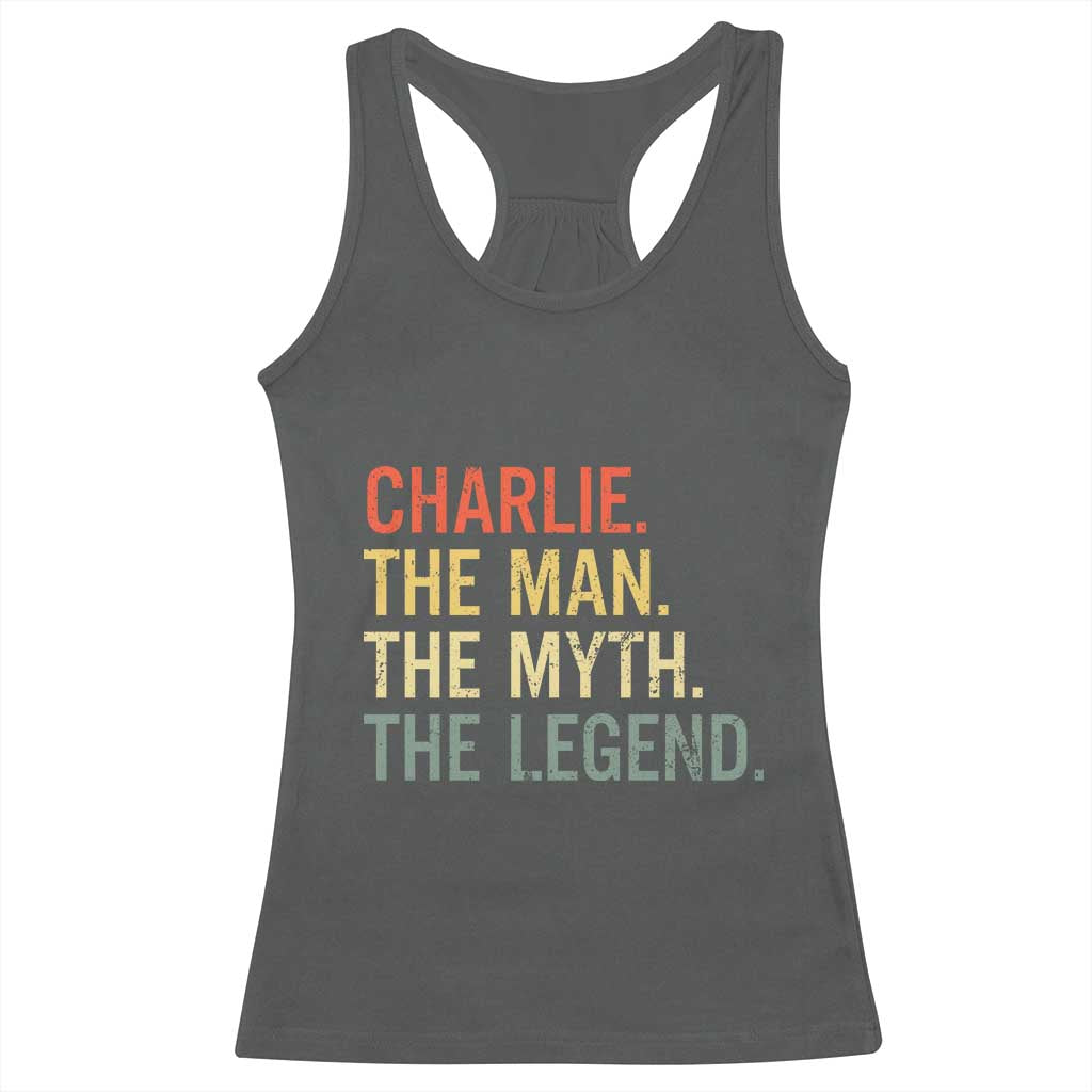 Retro Charlie The Man The Myth The Legend Racerback Tank Top - Wonder Print Shop