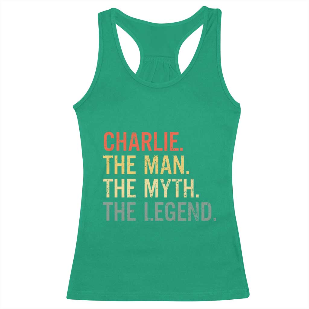 Retro Charlie The Man The Myth The Legend Racerback Tank Top - Wonder Print Shop