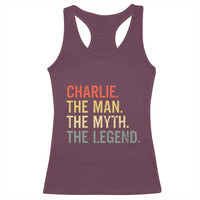 Retro Charlie The Man The Myth The Legend Racerback Tank Top - Wonder Print Shop