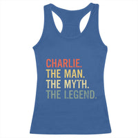 Retro Charlie The Man The Myth The Legend Racerback Tank Top - Wonder Print Shop