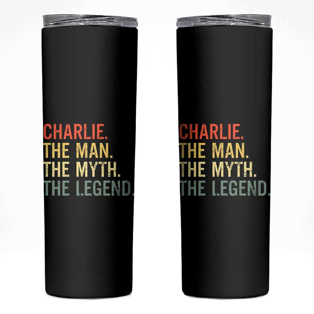 Retro Charlie The Man The Myth The Legend Skinny Tumbler - Wonder Print Shop