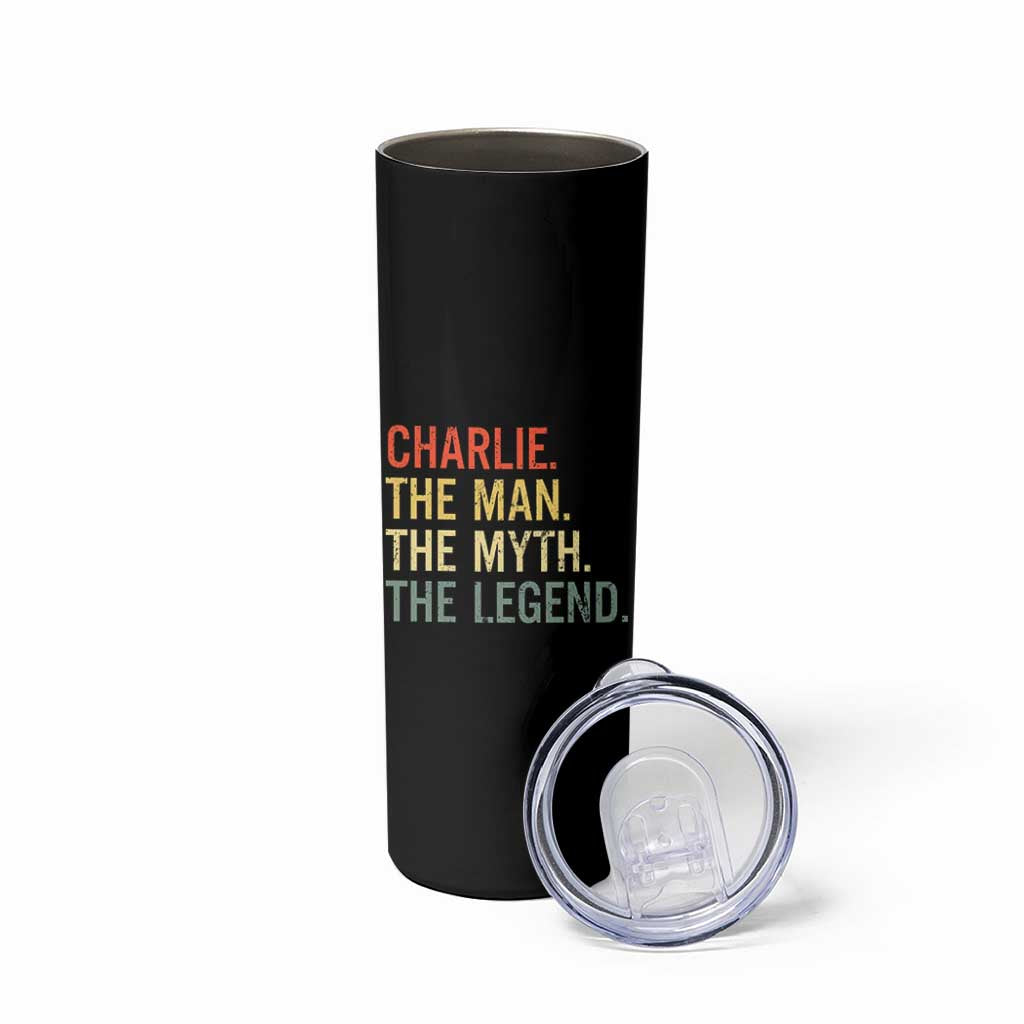 Retro Charlie The Man The Myth The Legend Skinny Tumbler - Wonder Print Shop