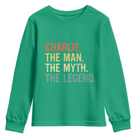 Retro Charlie The Man The Myth The Legend Youth Sweatshirt - Wonder Print Shop