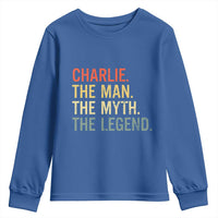 Retro Charlie The Man The Myth The Legend Youth Sweatshirt - Wonder Print Shop
