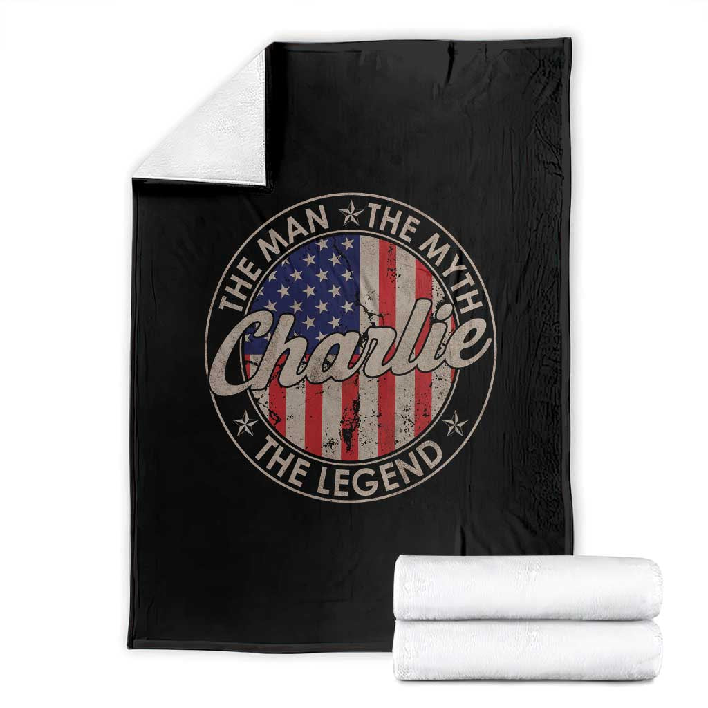 Charlie The Man The Myth The Legend Throw Blanket Retro Vintage American Flag - Wonder Print Shop
