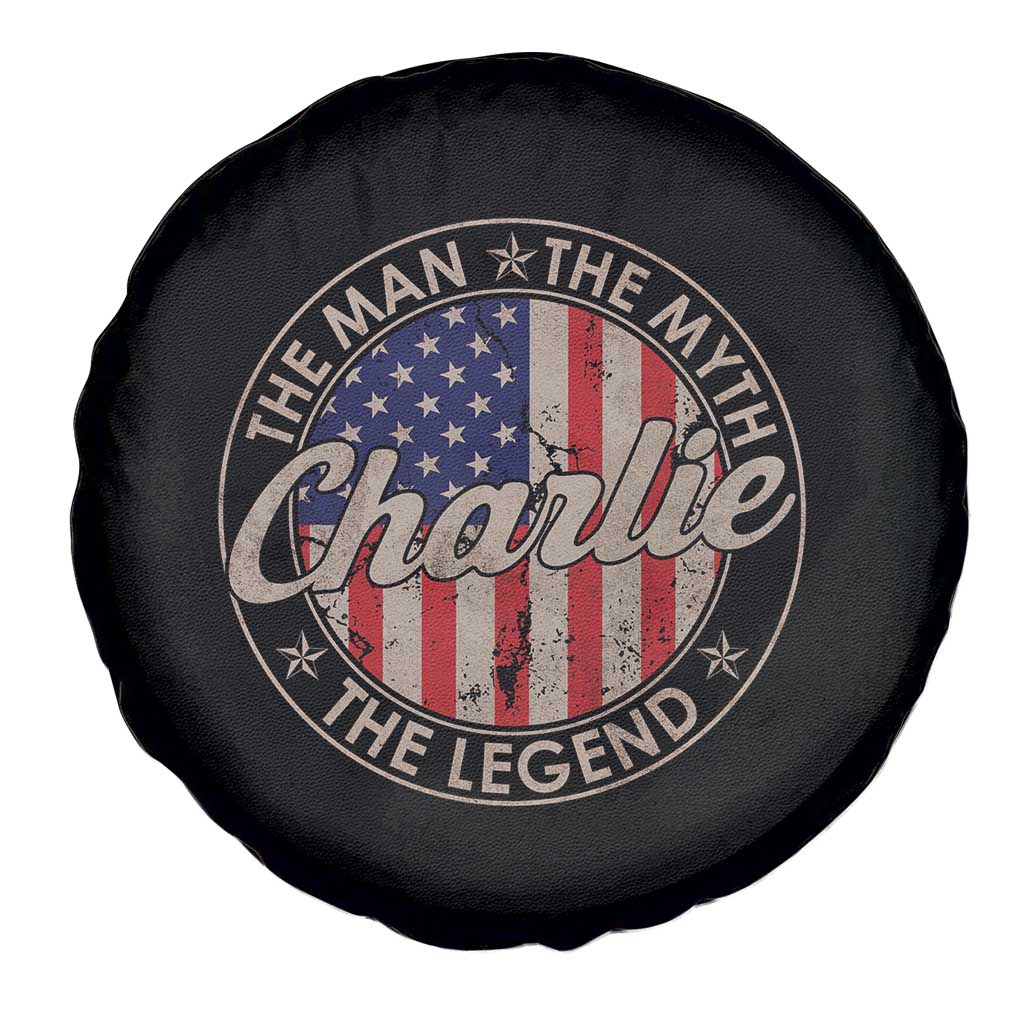 Charlie The Man The Myth The Legend Spare Tire Cover Retro Vintage American Flag - Wonder Print Shop