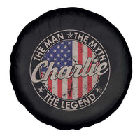 Charlie The Man The Myth The Legend Spare Tire Cover Retro Vintage American Flag - Wonder Print Shop
