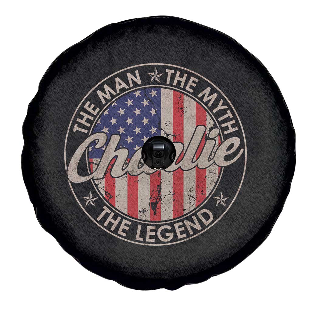 Charlie The Man The Myth The Legend Spare Tire Cover Retro Vintage American Flag - Wonder Print Shop