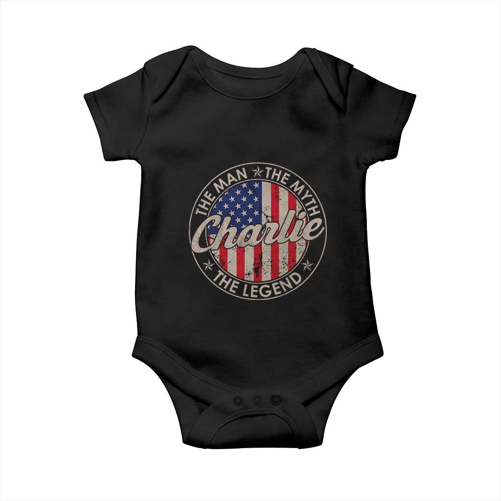 Charlie The Man The Myth The Legend Baby Onesie Retro Vintage American Flag - Wonder Print Shop