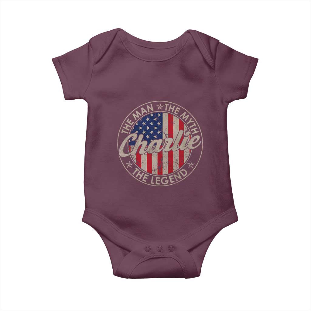 Charlie The Man The Myth The Legend Baby Onesie Retro Vintage American Flag - Wonder Print Shop
