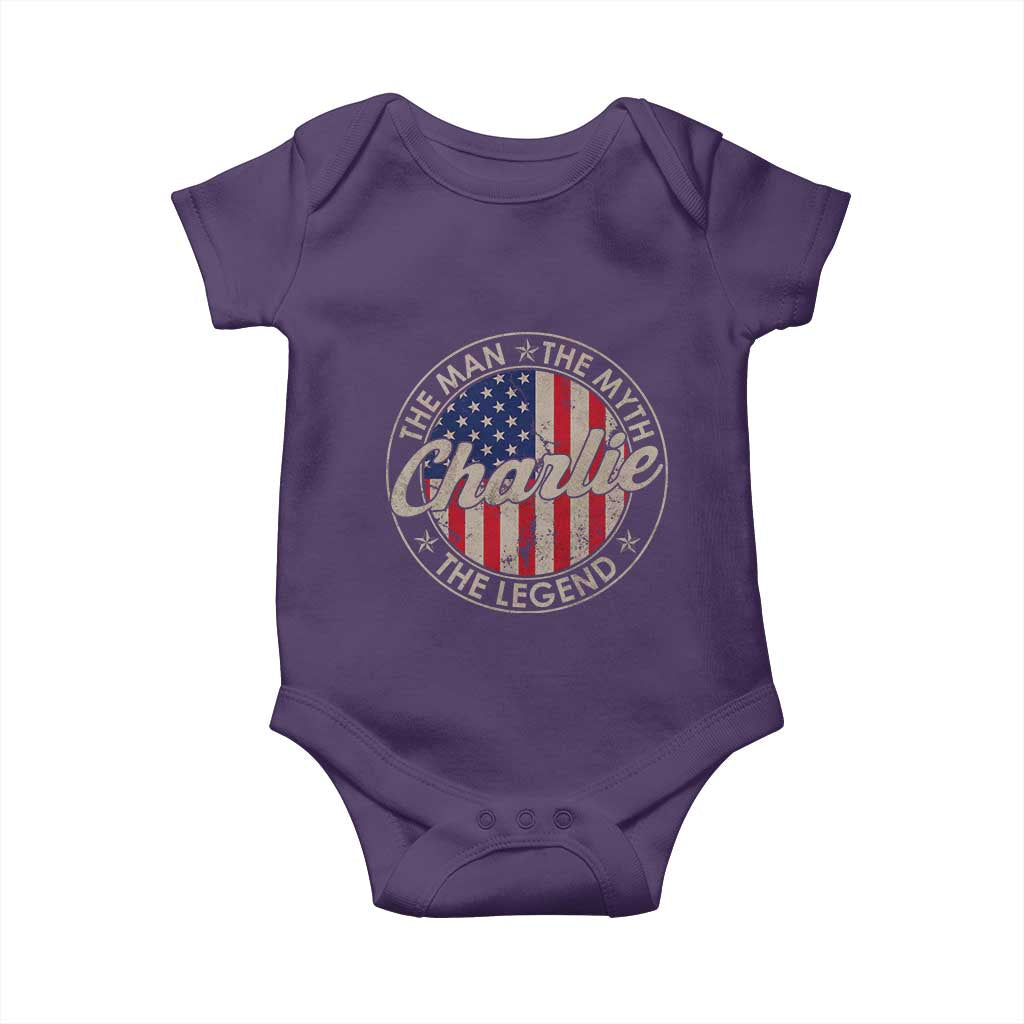 Charlie The Man The Myth The Legend Baby Onesie Retro Vintage American Flag - Wonder Print Shop