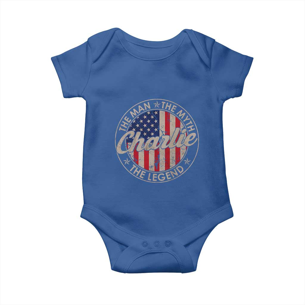 Charlie The Man The Myth The Legend Baby Onesie Retro Vintage American Flag - Wonder Print Shop