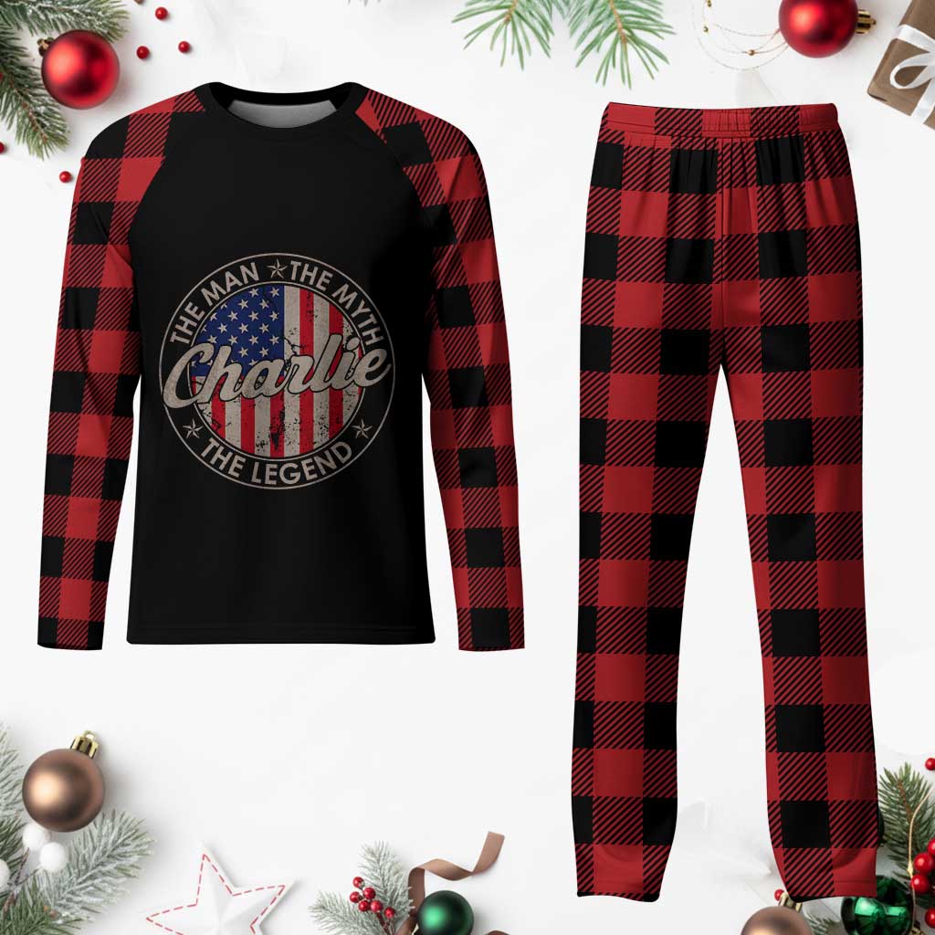 Charlie The Man The Myth The Legend Plaid Pajama Set Retro Vintage American Flag - Wonder Print Shop