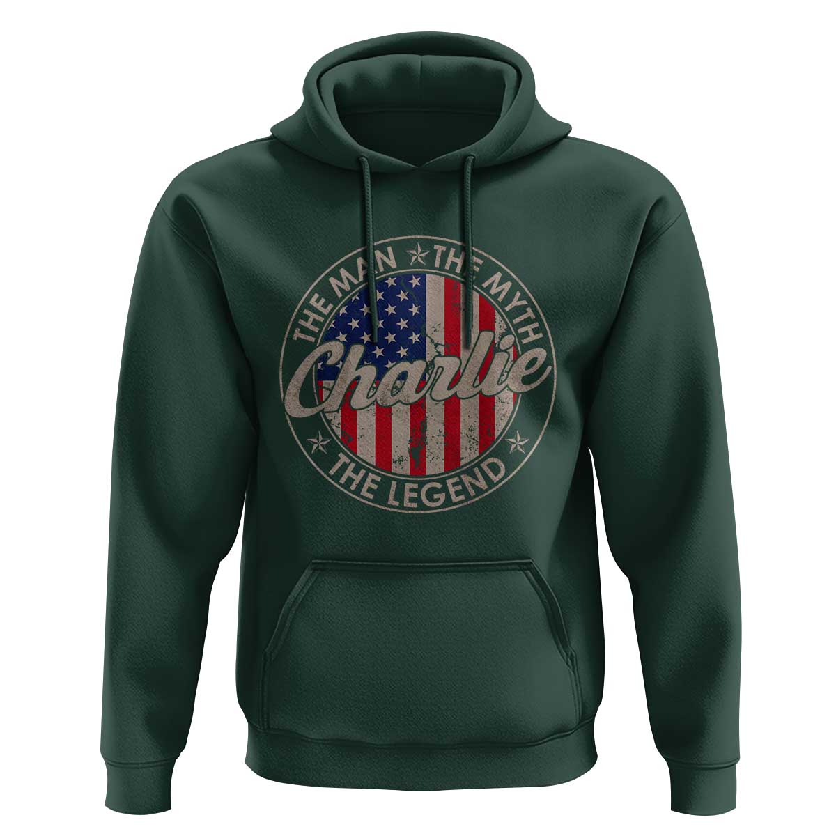 Charlie The Man The Myth The Legend Hoodie Retro Vintage American Flag - Wonder Print Shop