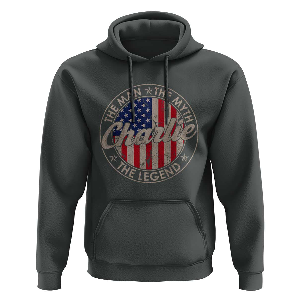 Charlie The Man The Myth The Legend Hoodie Retro Vintage American Flag - Wonder Print Shop