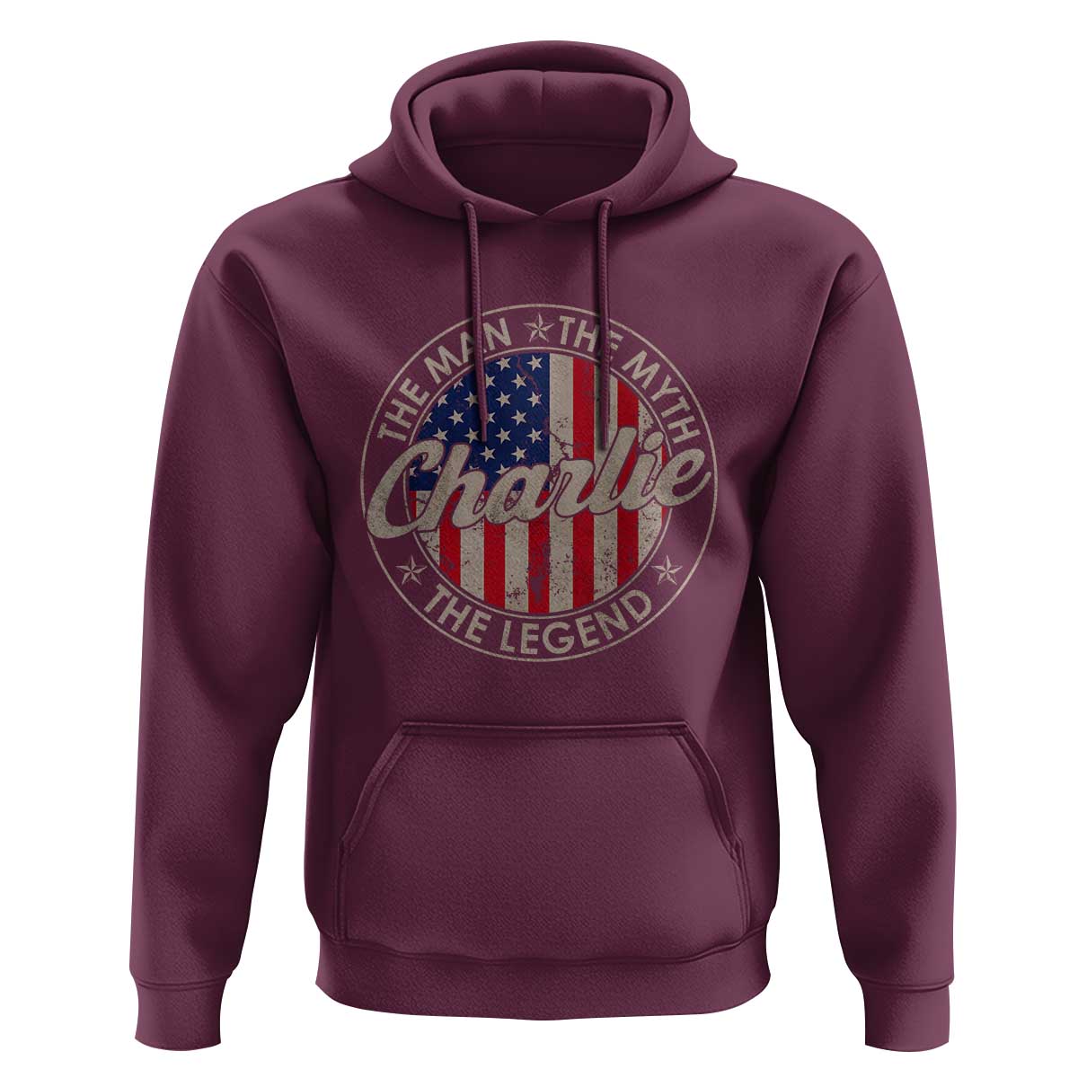 Charlie The Man The Myth The Legend Hoodie Retro Vintage American Flag - Wonder Print Shop