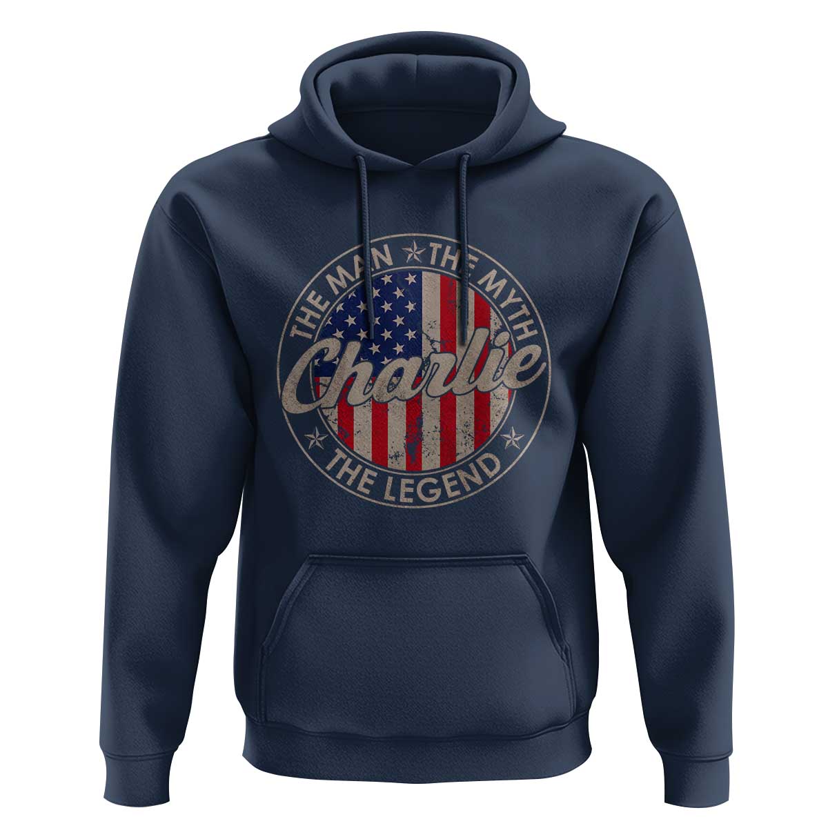 Charlie The Man The Myth The Legend Hoodie Retro Vintage American Flag - Wonder Print Shop