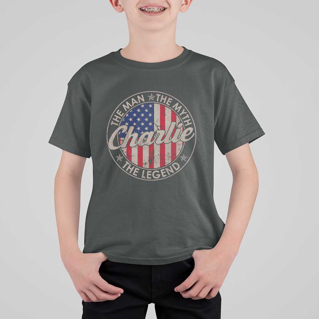 Charlie The Man The Myth The Legend T Shirt For Kid Retro Vintage American Flag - Wonder Print Shop