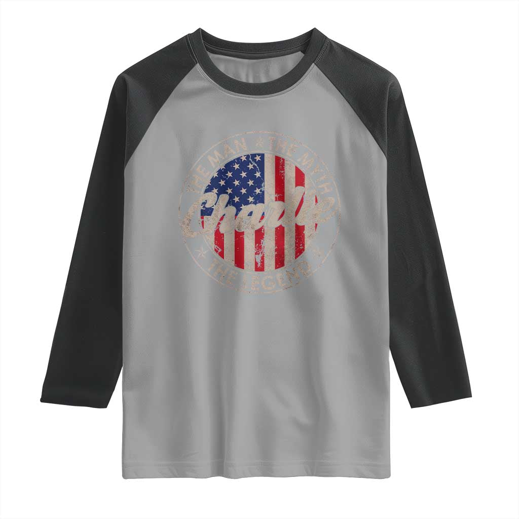 Charlie The Man The Myth The Legend Raglan Shirt Retro Vintage American Flag - Wonder Print Shop