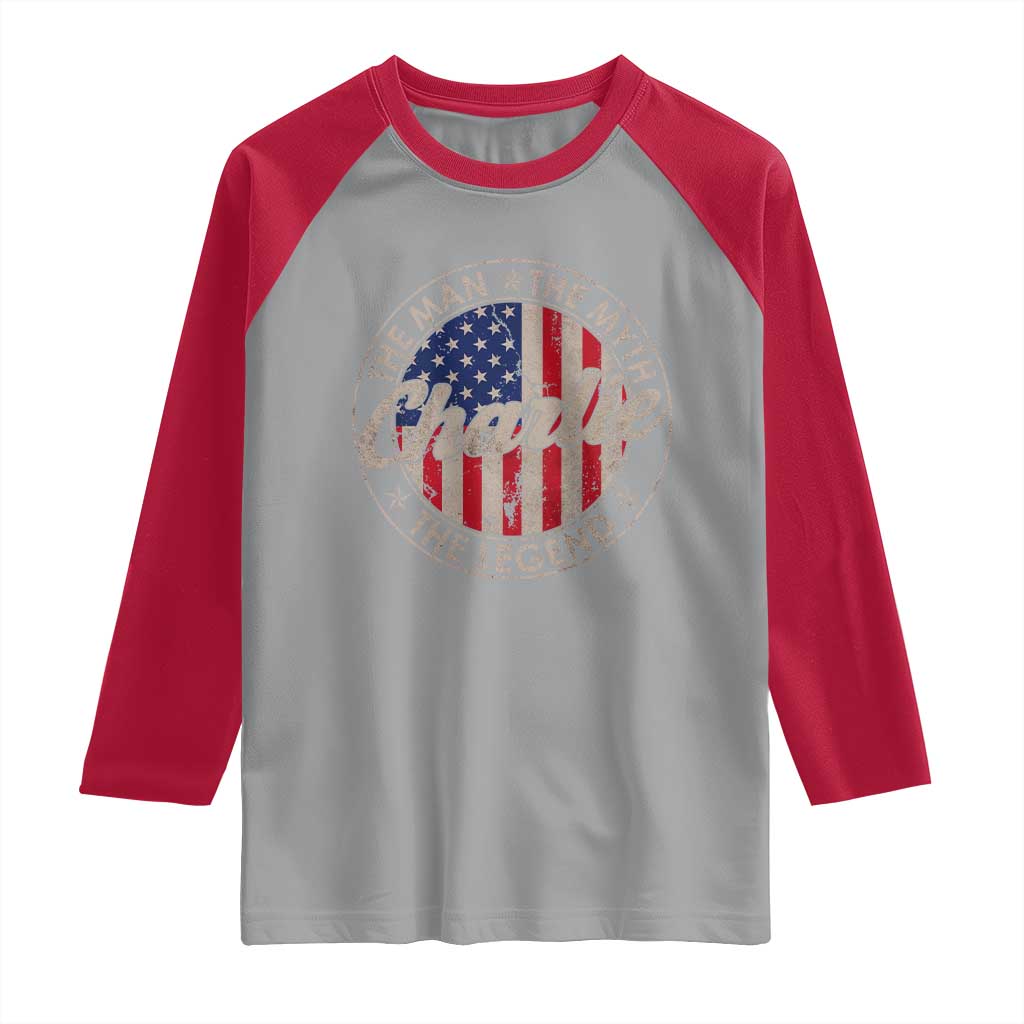 Charlie The Man The Myth The Legend Raglan Shirt Retro Vintage American Flag - Wonder Print Shop