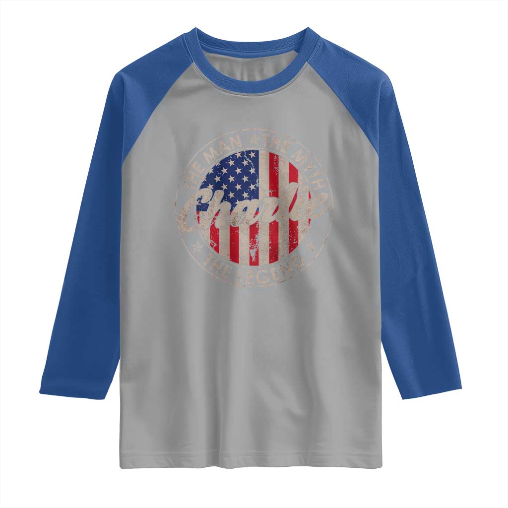 Charlie The Man The Myth The Legend Raglan Shirt Retro Vintage American Flag - Wonder Print Shop