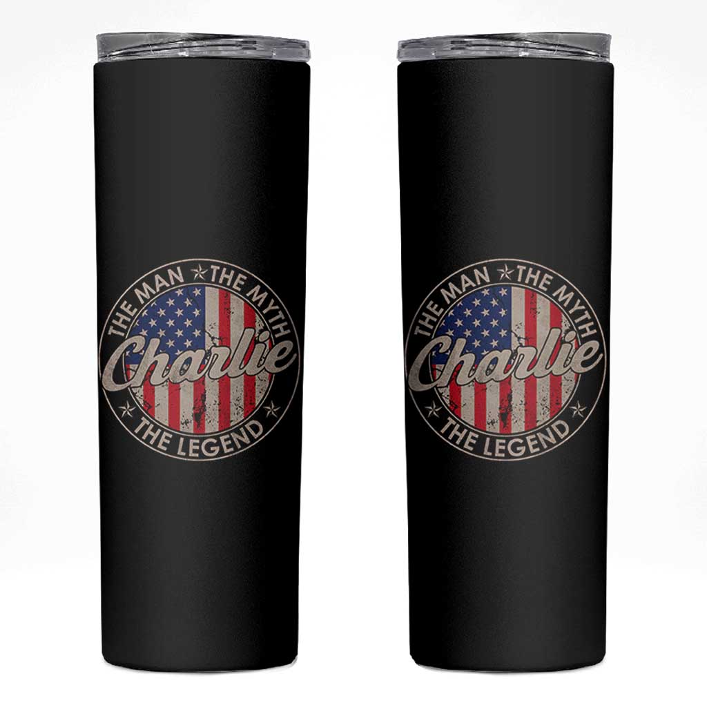 Charlie The Man The Myth The Legend Skinny Tumbler Retro Vintage American Flag - Wonder Print Shop