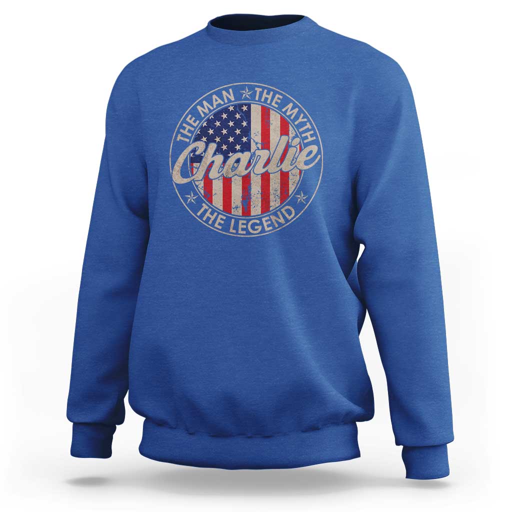 Charlie The Man The Myth The Legend Sweatshirt Retro Vintage American Flag - Wonder Print Shop