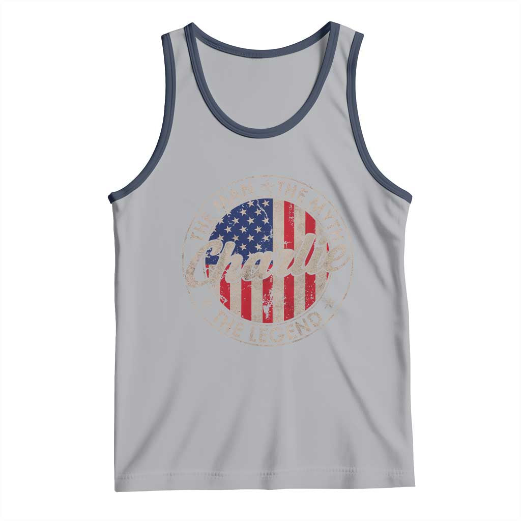 Charlie The Man The Myth The Legend Tank Top Retro Vintage American Flag - Wonder Print Shop