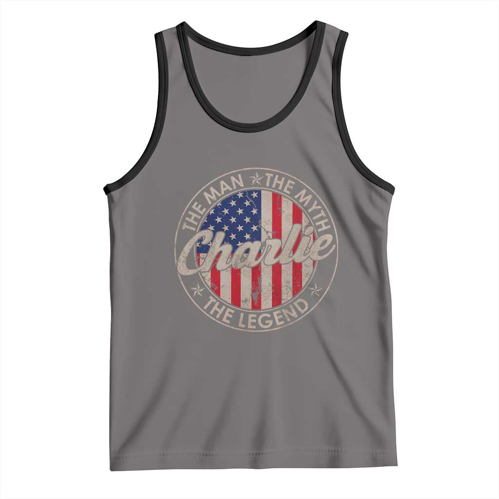 Charlie The Man The Myth The Legend Tank Top Retro Vintage American Flag - Wonder Print Shop