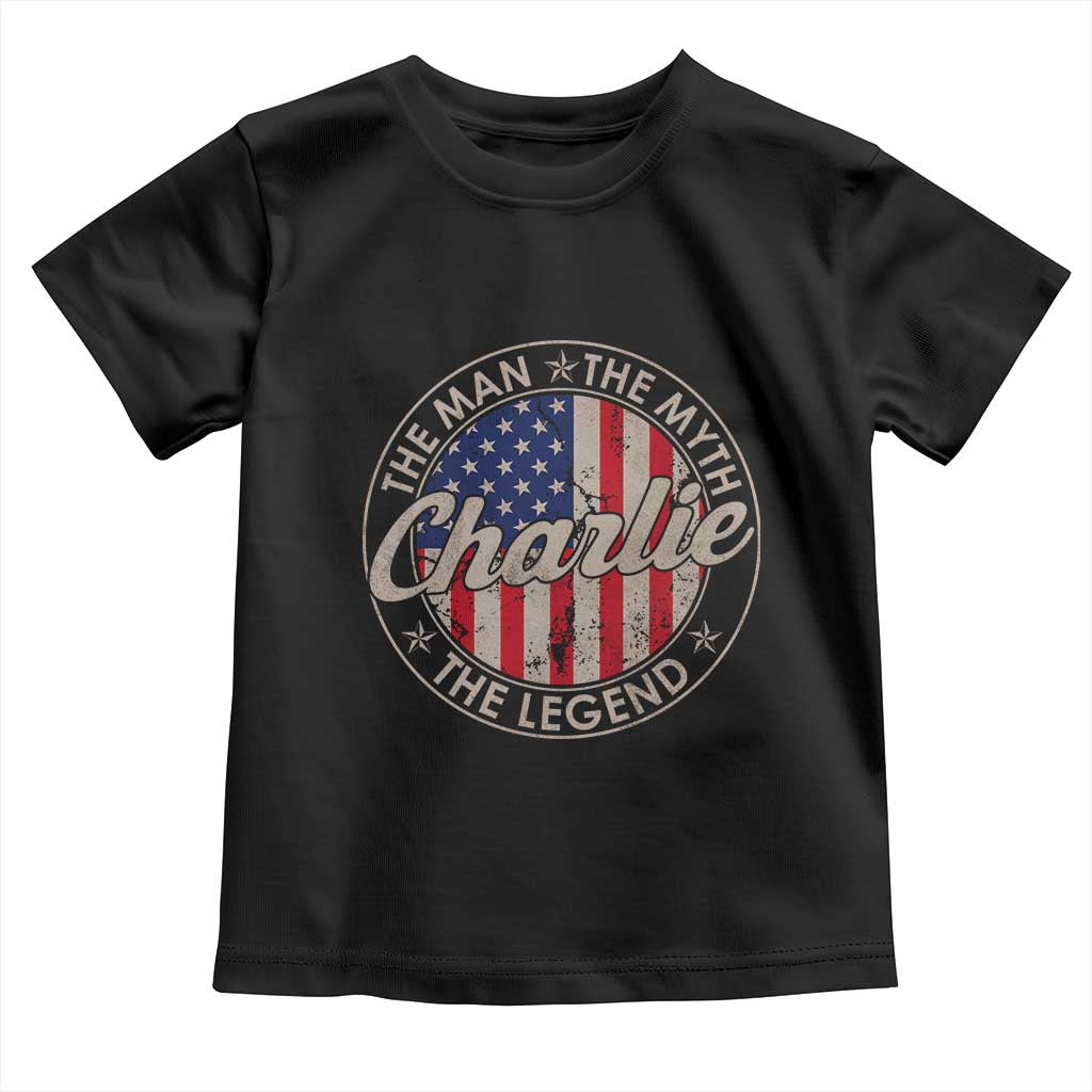 Charlie The Man The Myth The Legend Toddler T Shirt Retro Vintage American Flag - Wonder Print Shop