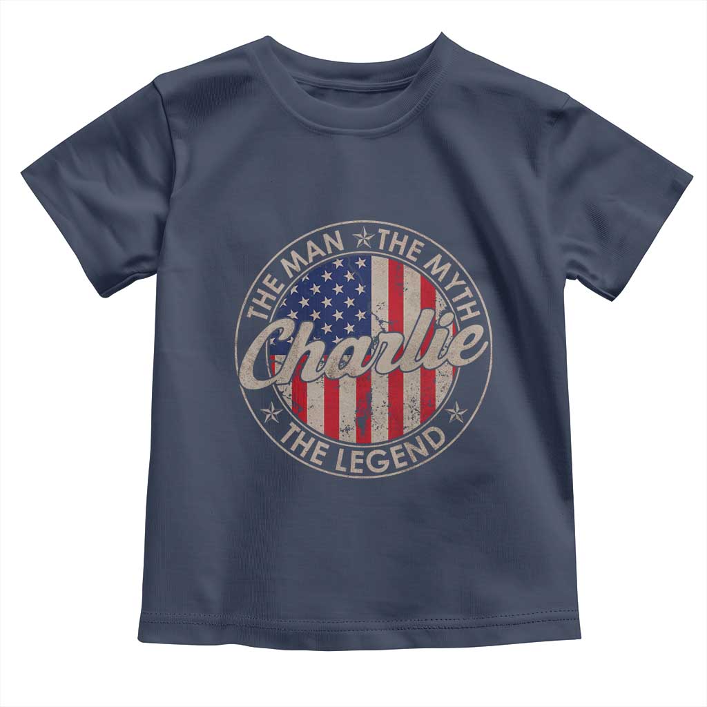 Charlie The Man The Myth The Legend Toddler T Shirt Retro Vintage American Flag - Wonder Print Shop