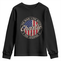 Charlie The Man The Myth The Legend Youth Sweatshirt Retro Vintage American Flag - Wonder Print Shop