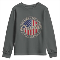 Charlie The Man The Myth The Legend Youth Sweatshirt Retro Vintage American Flag - Wonder Print Shop