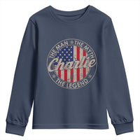 Charlie The Man The Myth The Legend Youth Sweatshirt Retro Vintage American Flag - Wonder Print Shop
