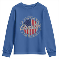 Charlie The Man The Myth The Legend Youth Sweatshirt Retro Vintage American Flag - Wonder Print Shop
