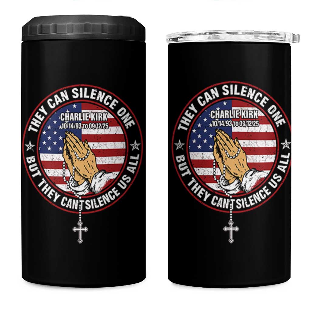 Charlie Kirk Memorial 4 in 1 Can Cooler Tumbler Retro American Flag - Wonder Print Shop
