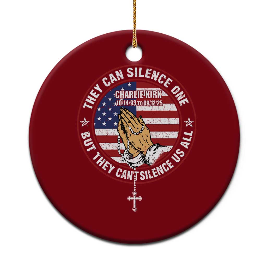 Charlie Kirk Memorial Ceramic Ornament Retro American Flag - Wonder Print Shop