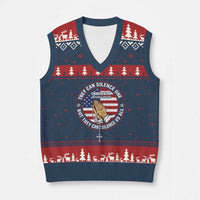 Charlie Kirk Memorial V-Neck Knit Sweater Vest Retro American Flag - Wonder Print Shop