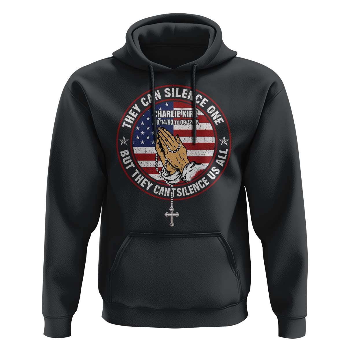 Charlie Kirk Memorial Hoodie Retro American Flag - Wonder Print Shop