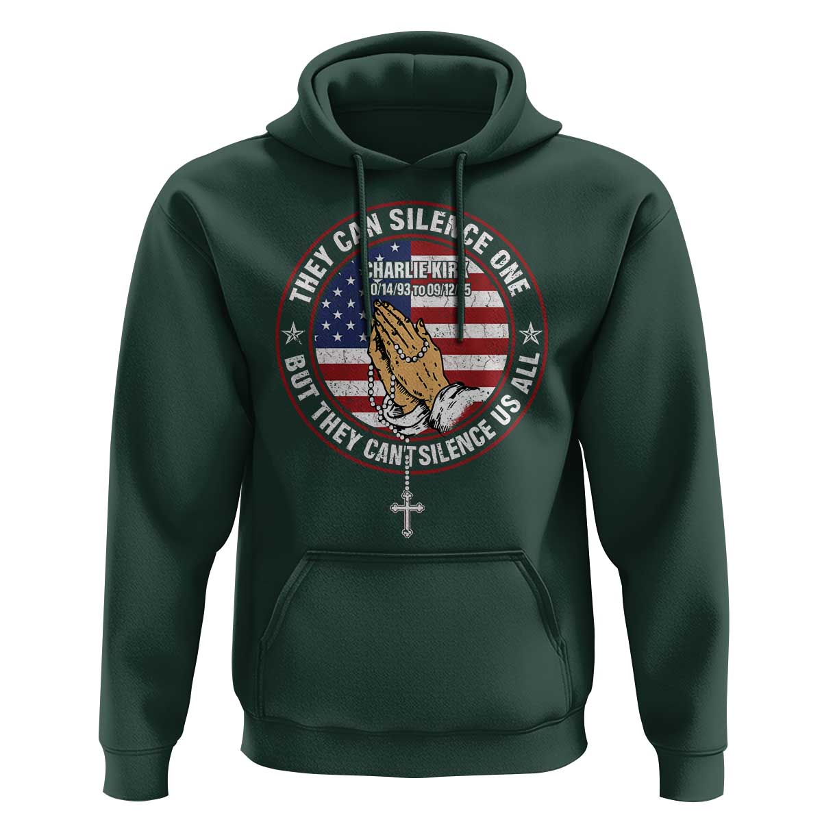 Charlie Kirk Memorial Hoodie Retro American Flag - Wonder Print Shop